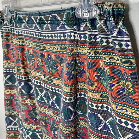 90s 80s Vintage Southwestern Denim Midi Skirt - Picture 2 of 8